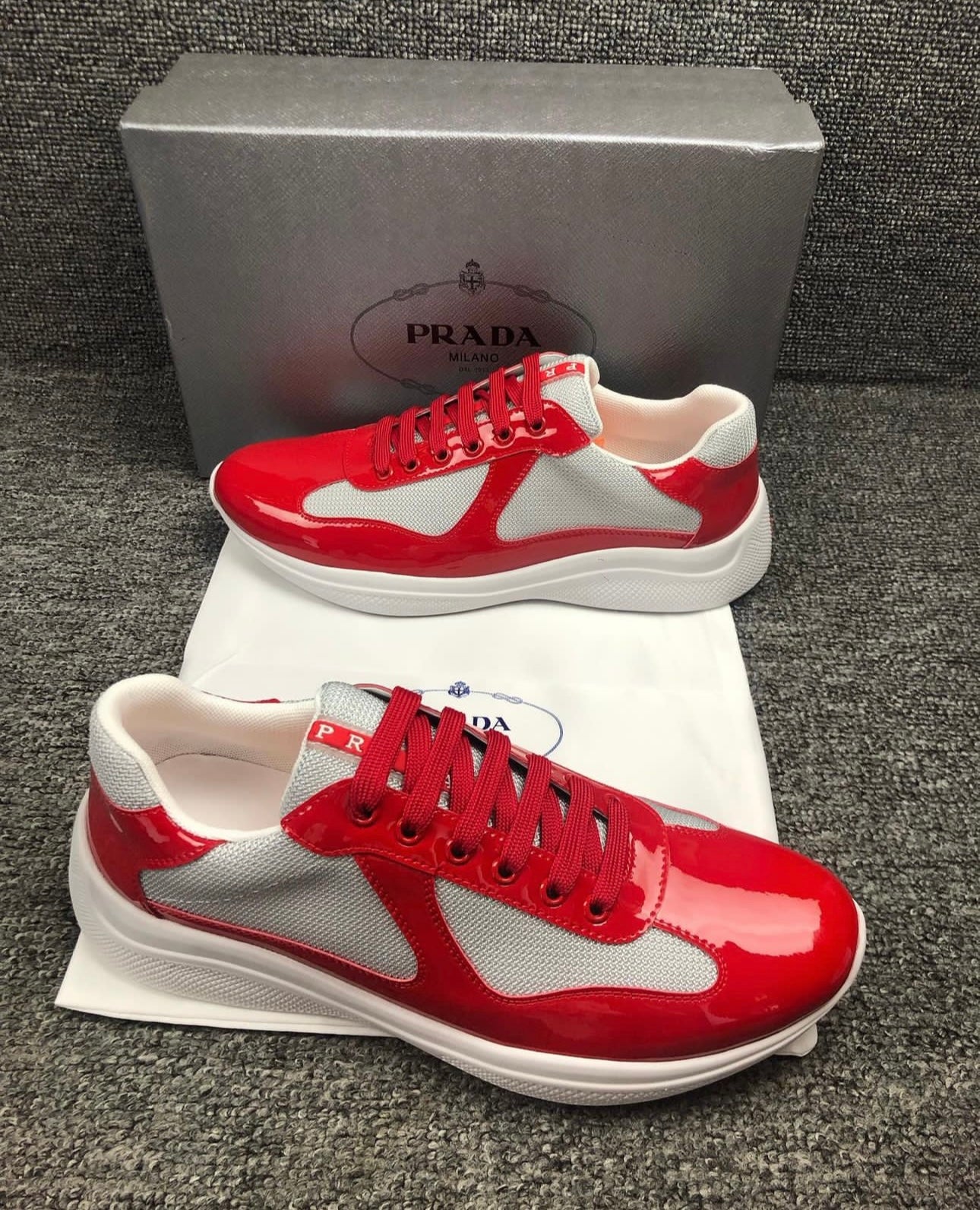 Prada red and gray